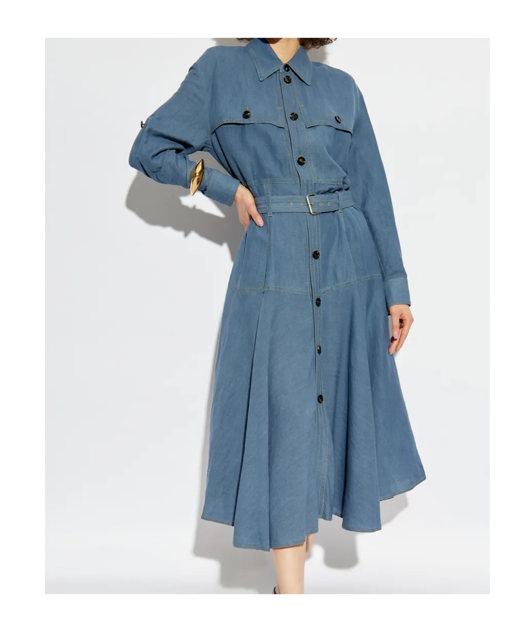 Flared Denim Shirt Dress