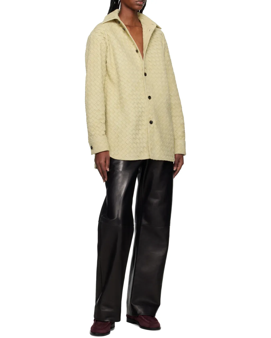 Long-Sleeved Leather Shirt