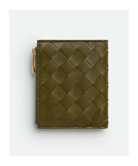 Small Intrecciato Bi-Fold Zip Wallet