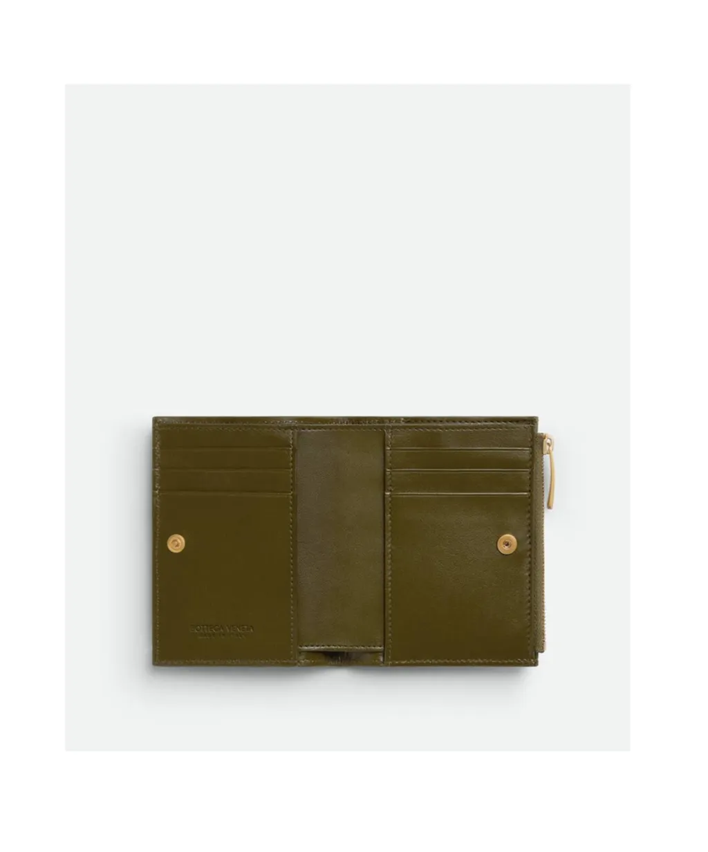 Small Intrecciato Bi-Fold Zip Wallet