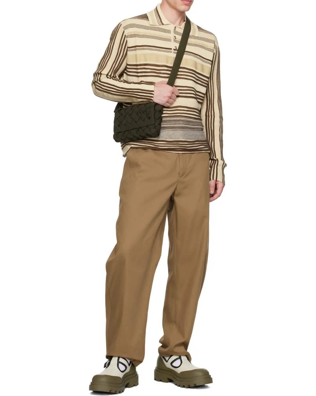 Striped Long-Sleeved Polo Shirt
