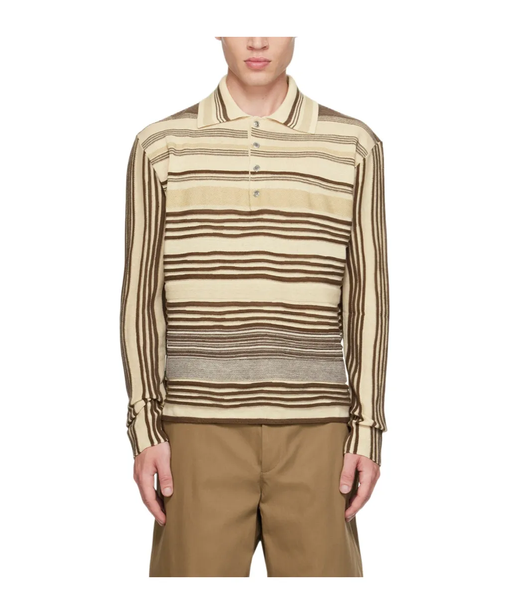 Striped Long-Sleeved Polo Shirt
