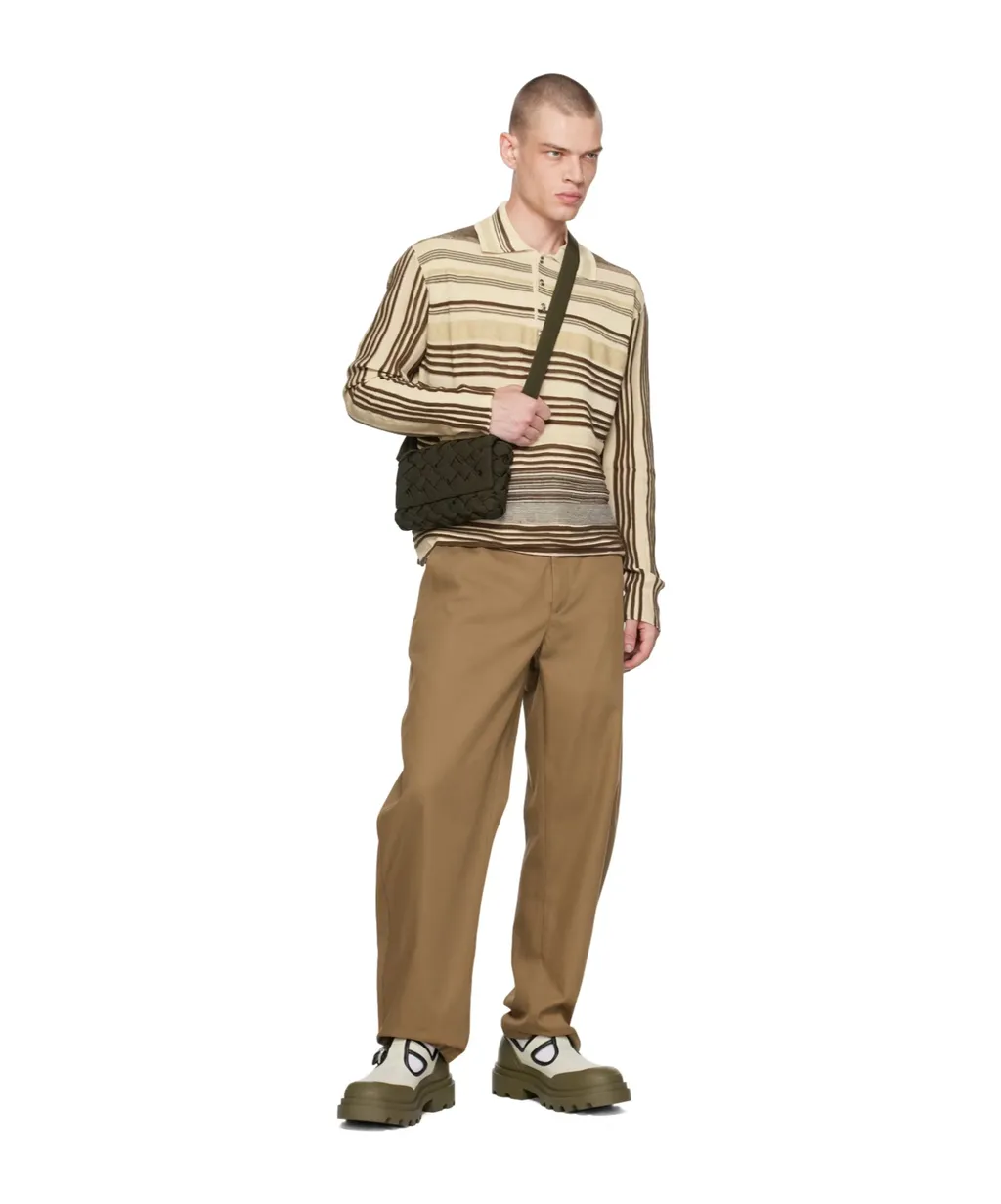 Striped Long-Sleeved Polo Shirt