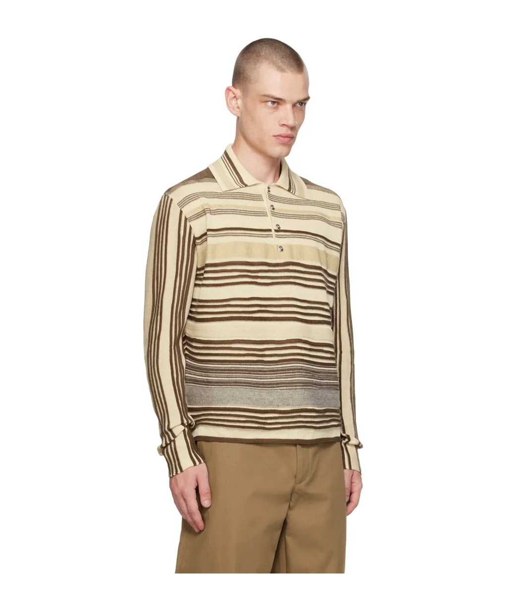 Striped Long-Sleeved Polo Shirt