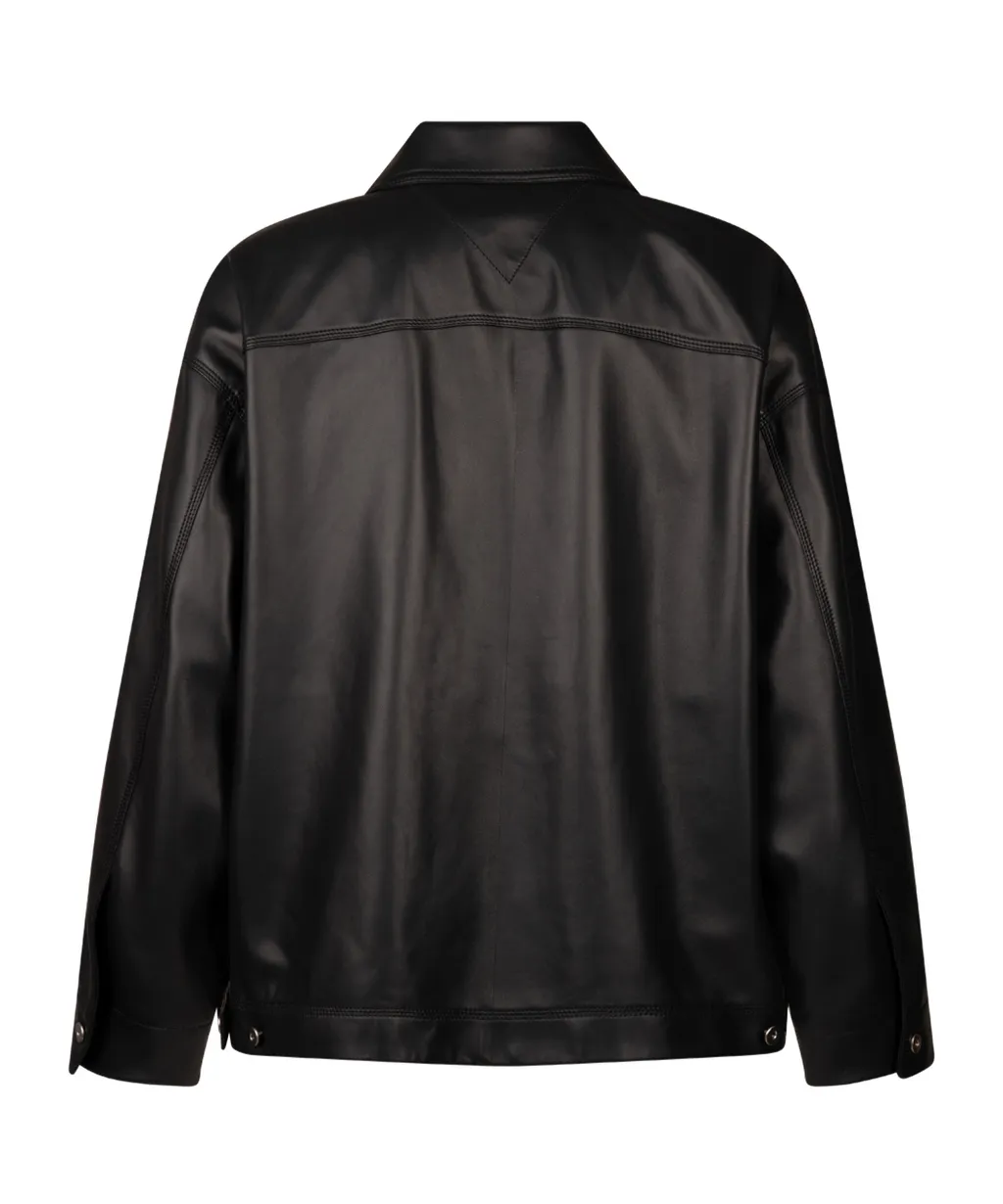 Pocket Detailed Leather Jacket