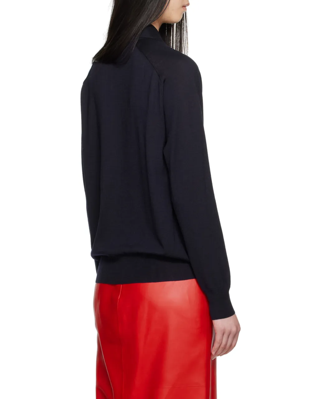 Tonal-Stitched Ribbed-Cuffs Polo Shirt