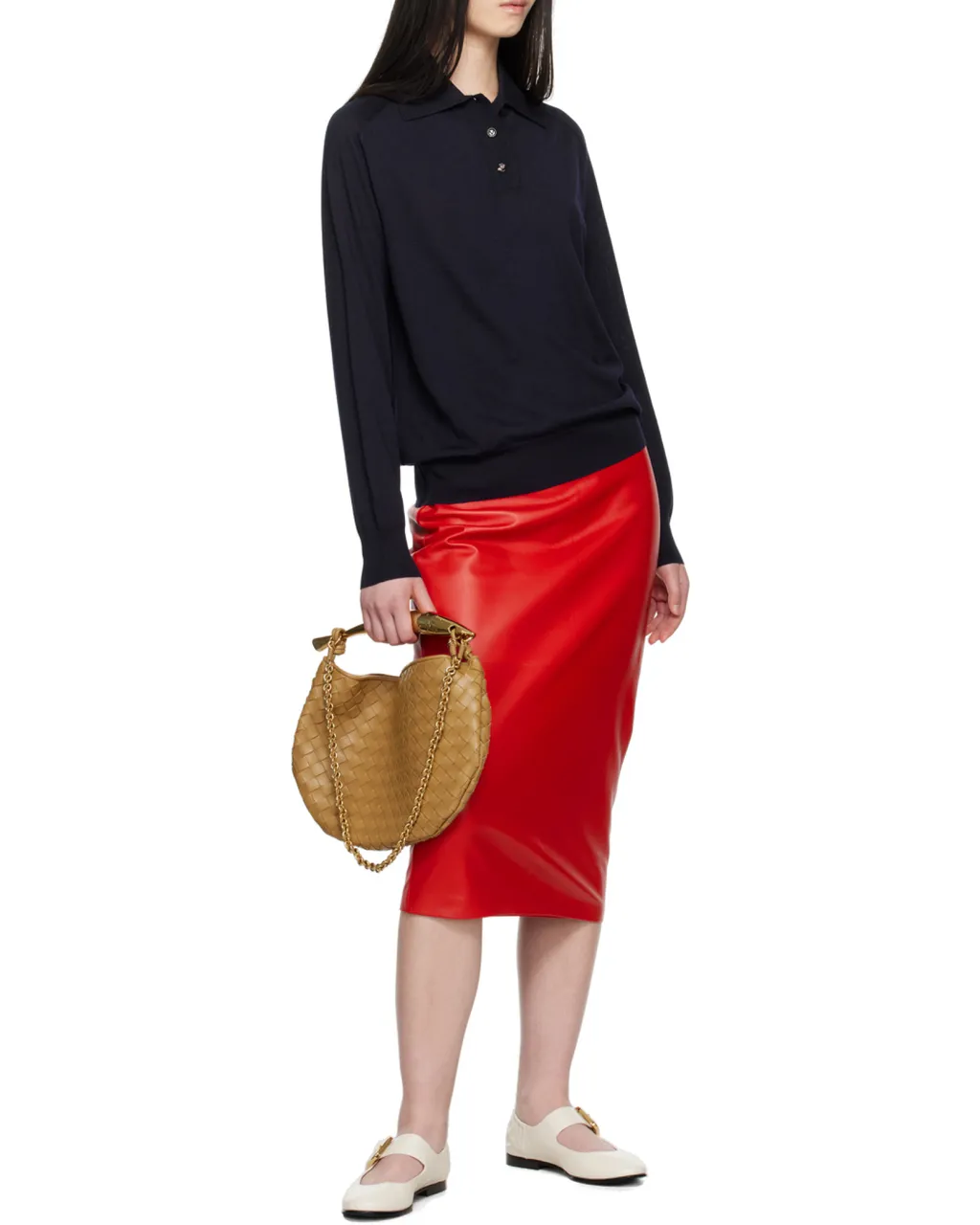 Tonal-Stitched Ribbed-Cuffs Polo Shirt
