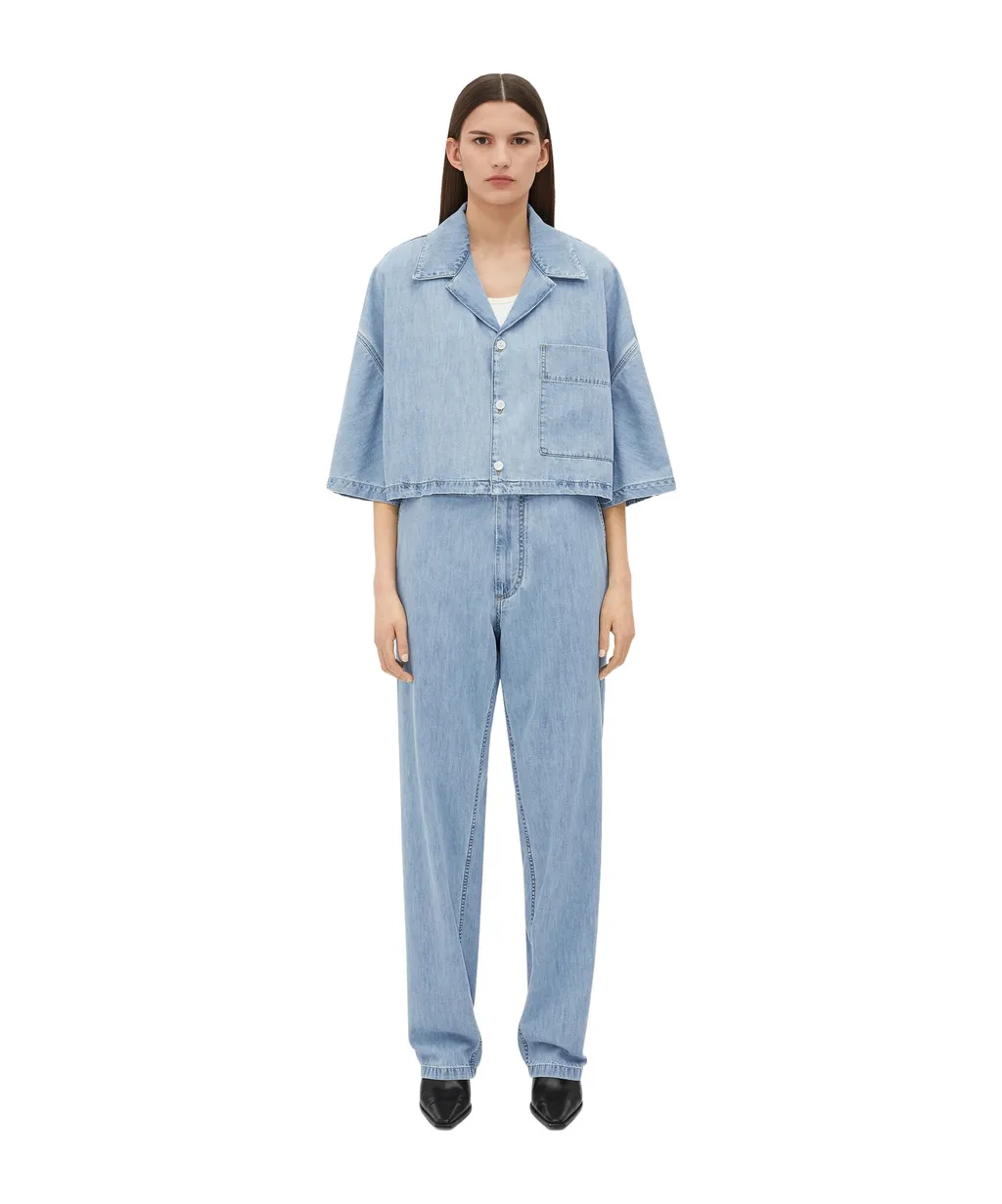 Light Bleached Denim Cropped Shirt