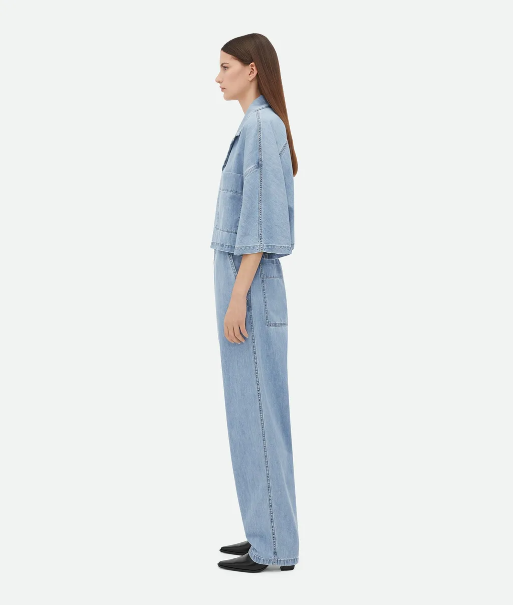 Light Bleached Denim Cropped Shirt