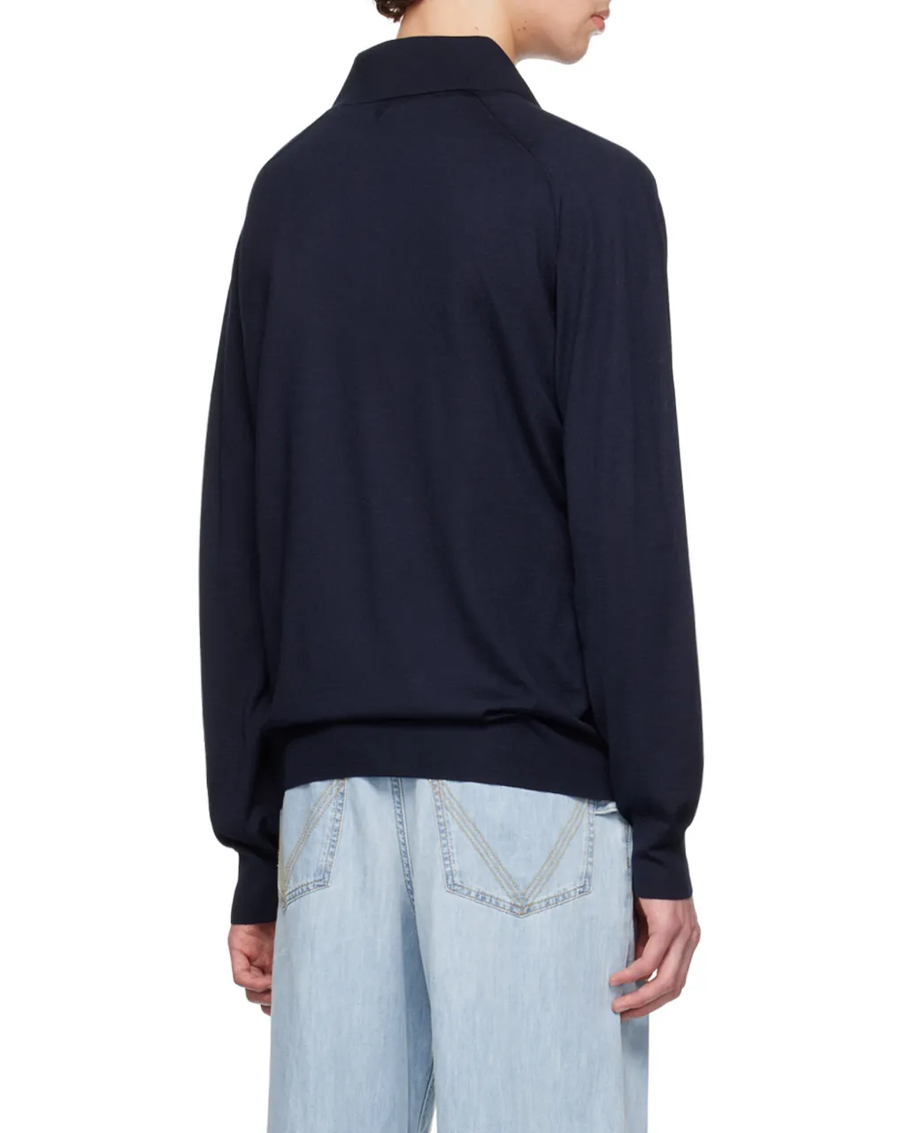 Long Sleeved Knitted Polo Shirt