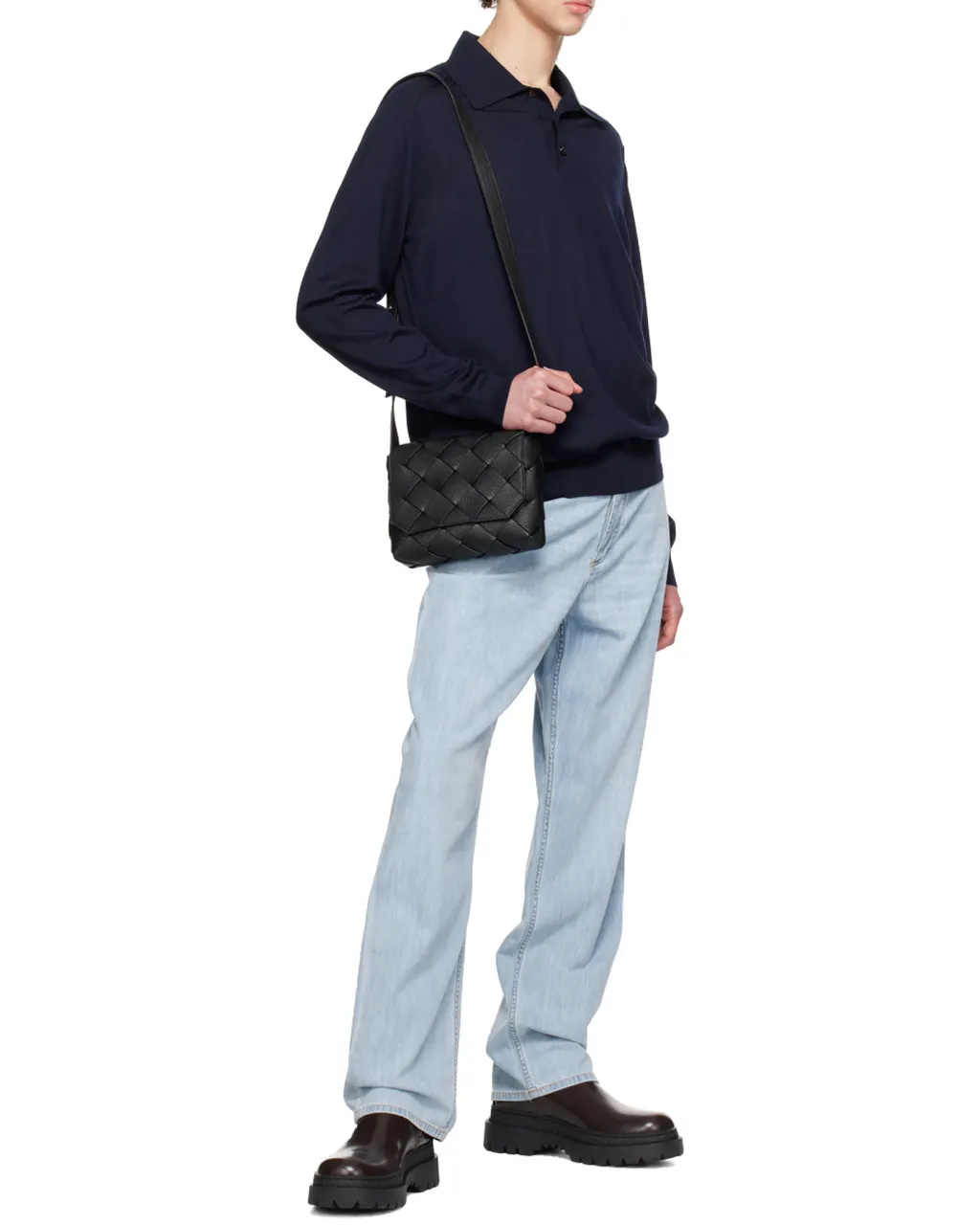 Long Sleeved Knitted Polo Shirt