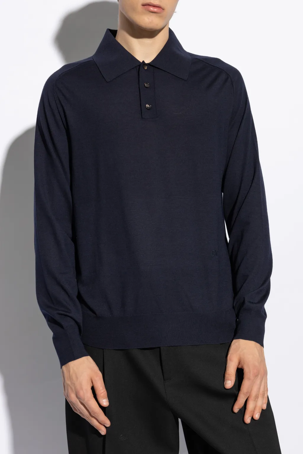 Long Sleeved Knitted Polo Shirt