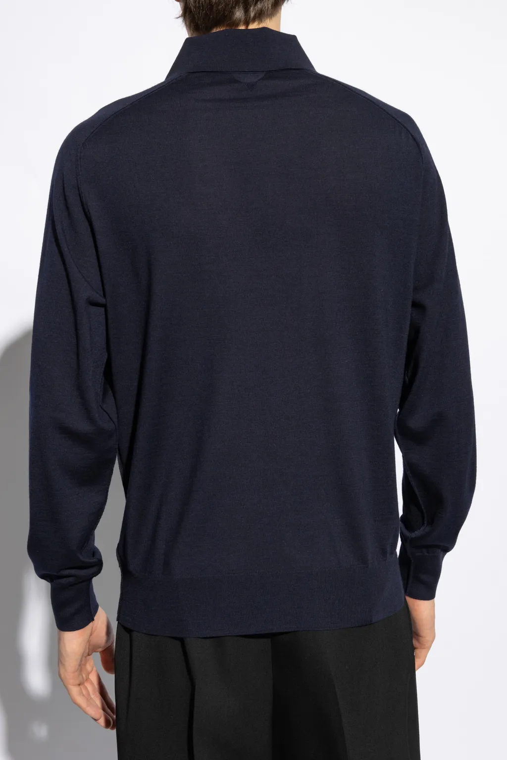 Long Sleeved Knitted Polo Shirt