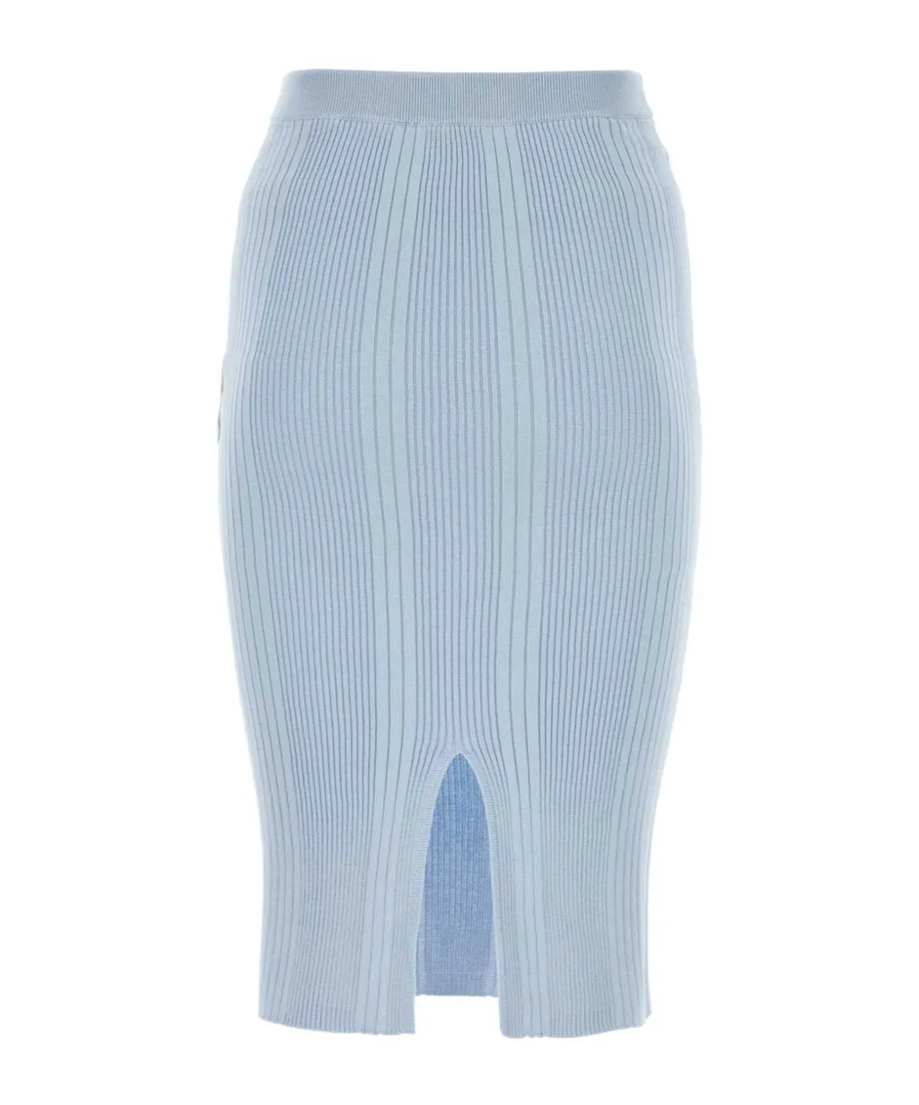 Back Slit Knitted Midi Skirt