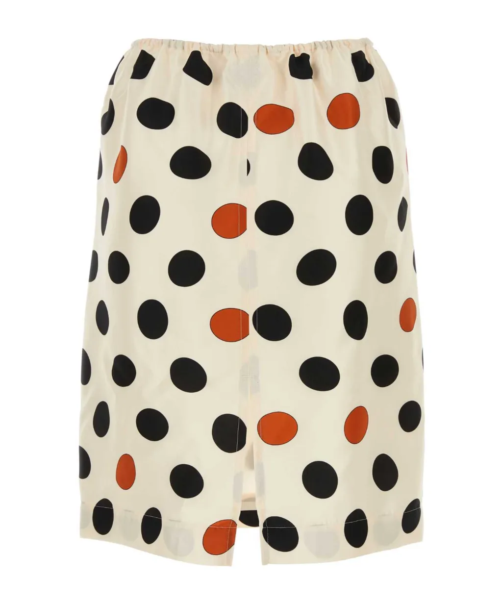 Rear Slit Polka Dot Printed Skirt