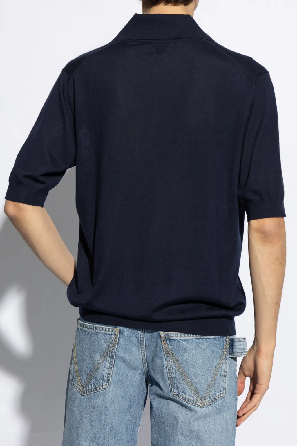 Short-Sleeved Knitted Polo Top