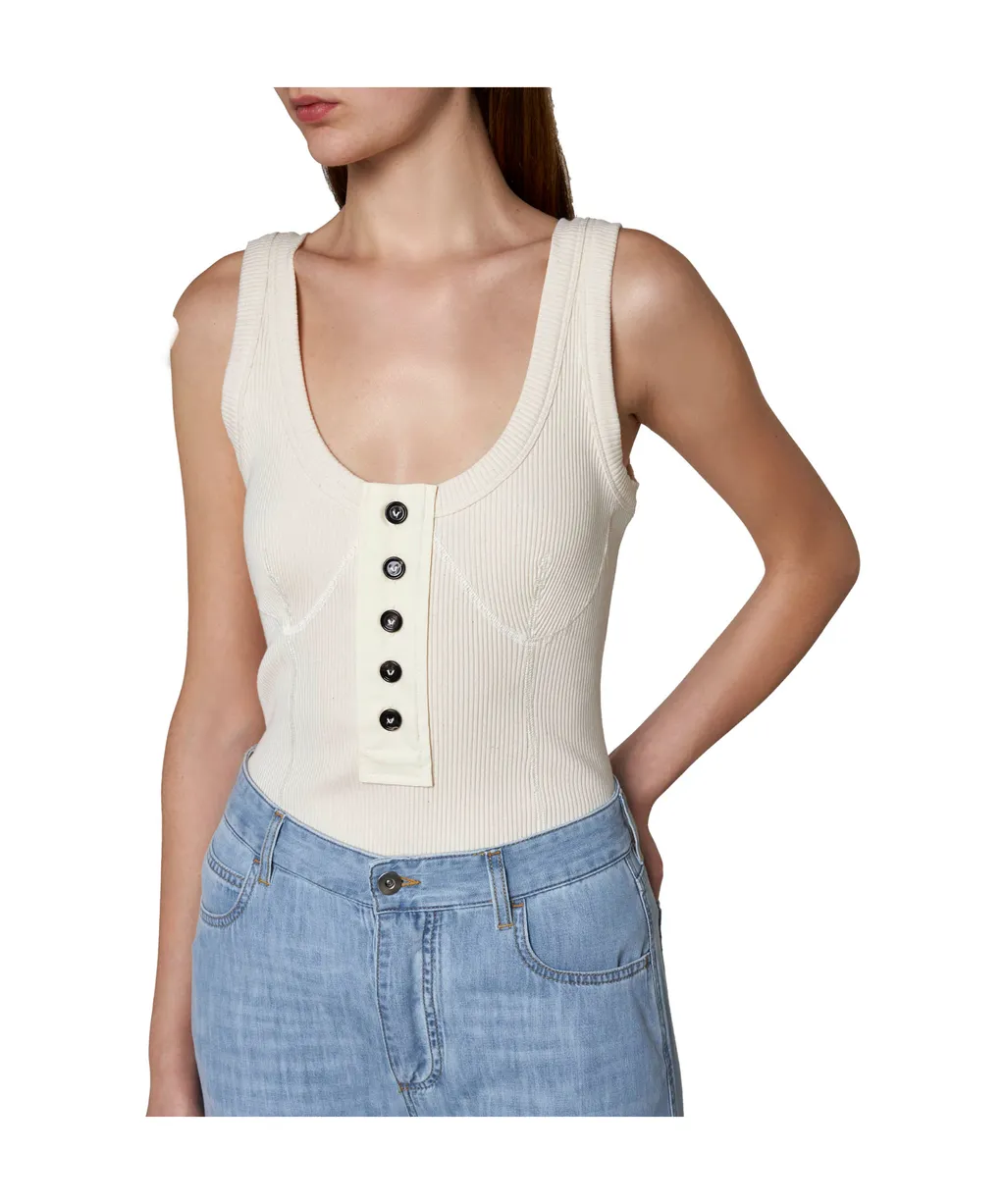 Sleeveless Rib Knit Top