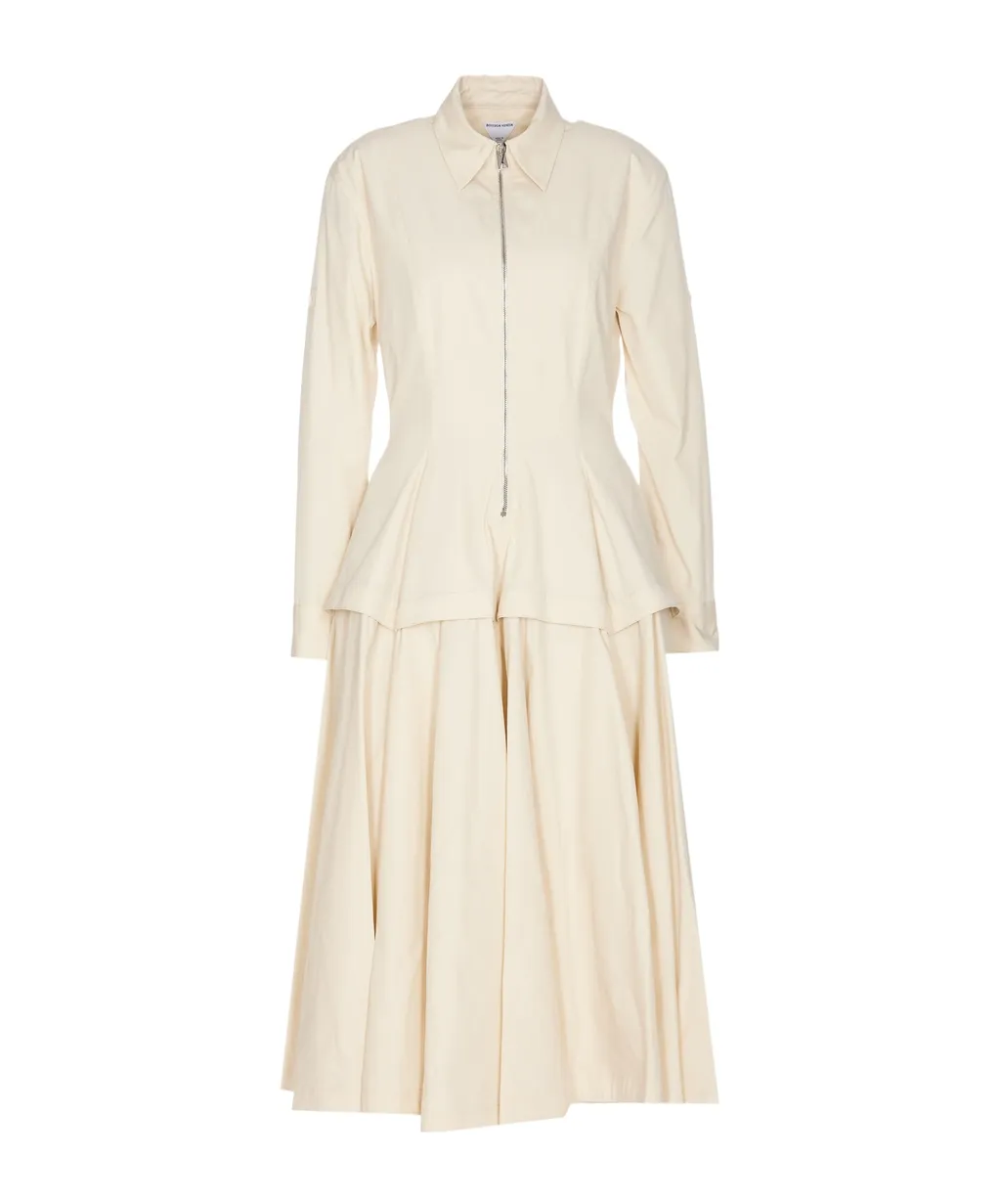 Pleated Poplin Shirt Dress