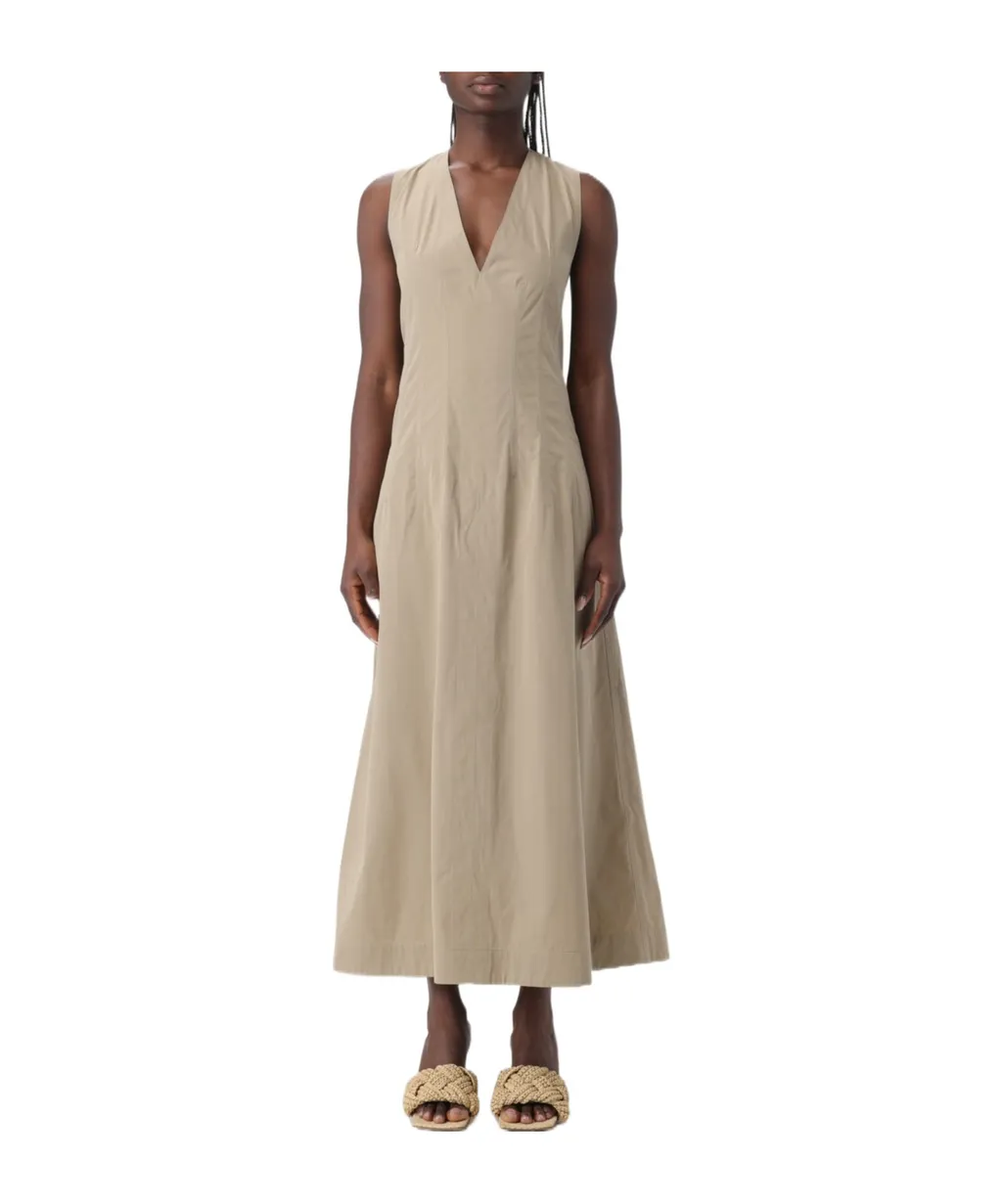 V-Neck Sleeveless Midi Dress