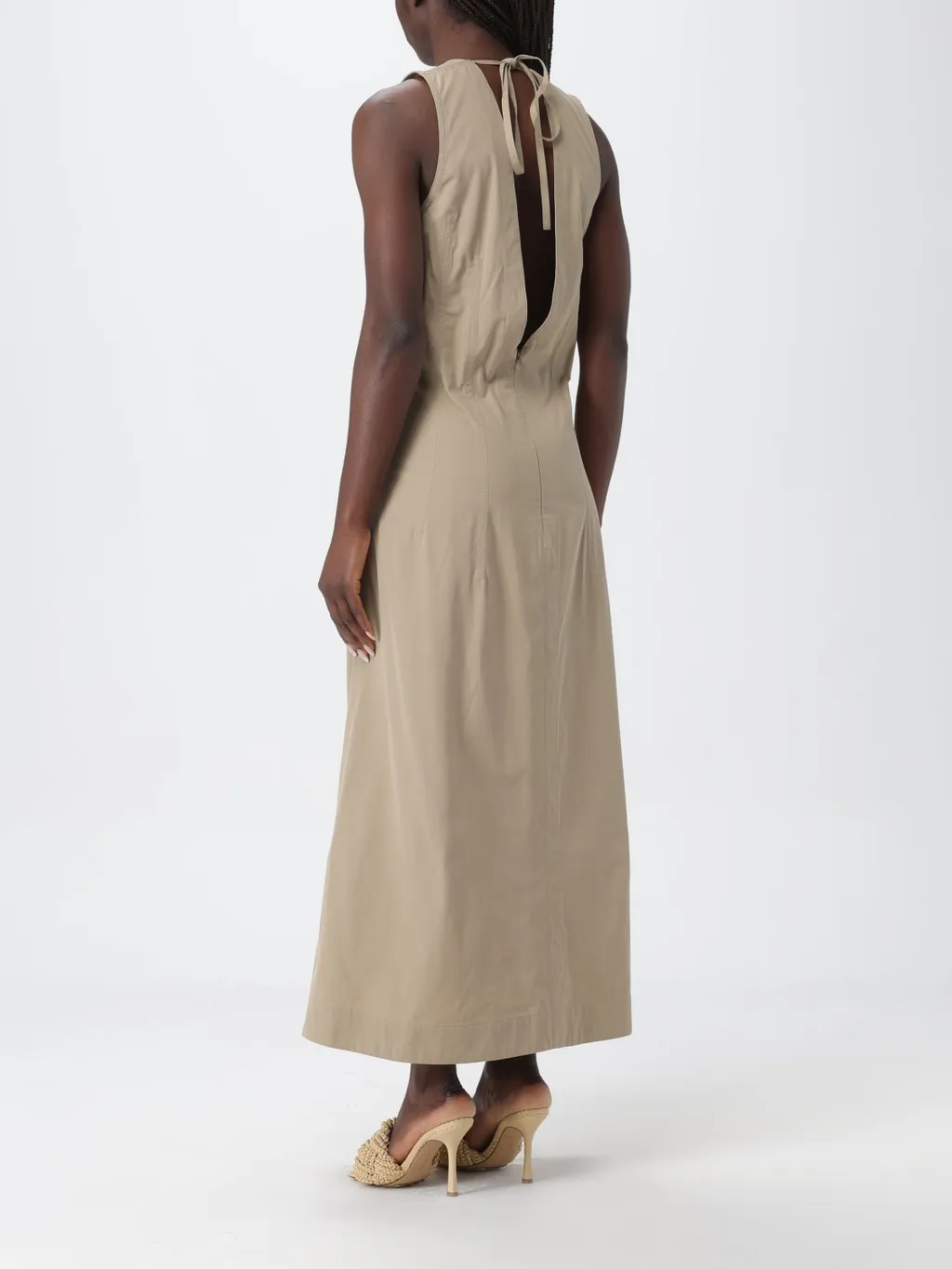 V-Neck Sleeveless Midi Dress