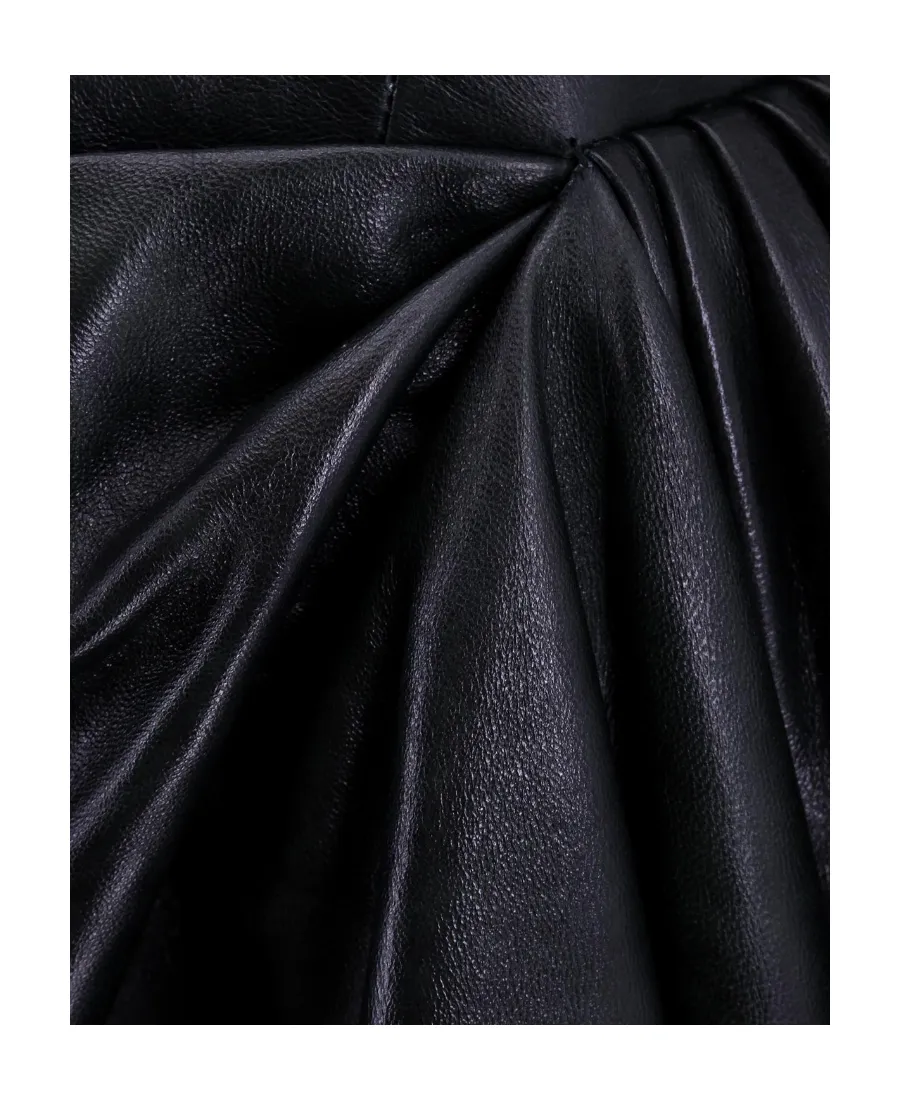 Draped Leather Midi Dress