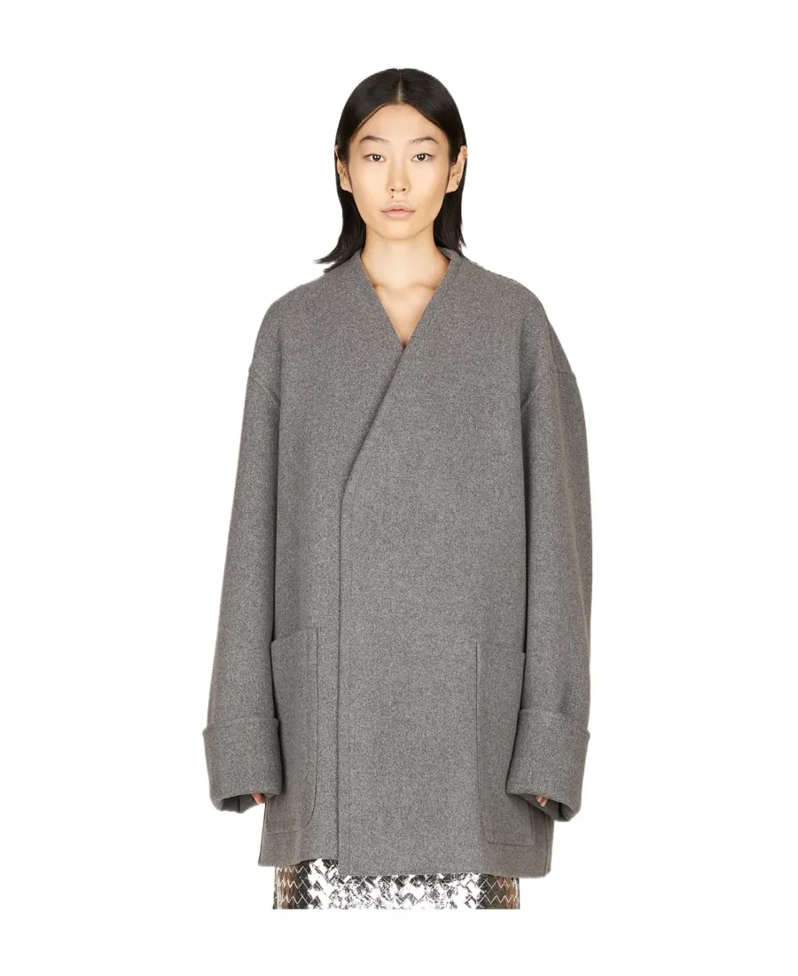 Collarless Oversized Coat
