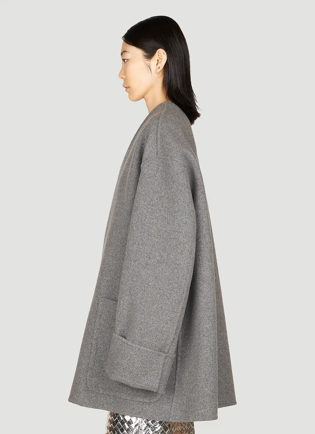 Collarless Oversized Coat