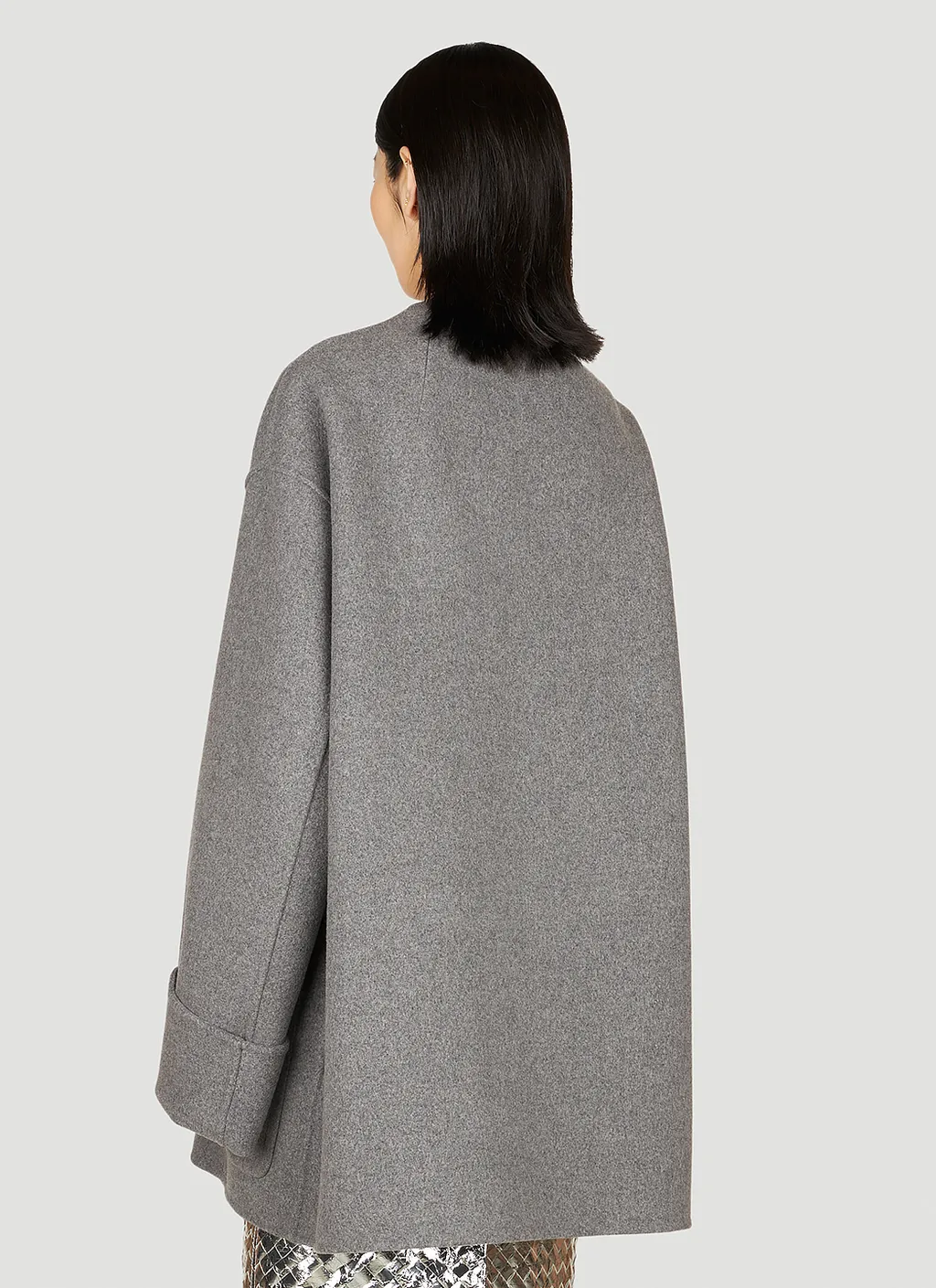 Collarless Oversized Coat