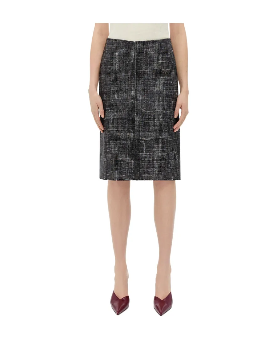Printed Leather Midi Skirt