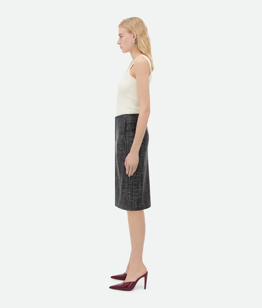 Printed Leather Midi Skirt
