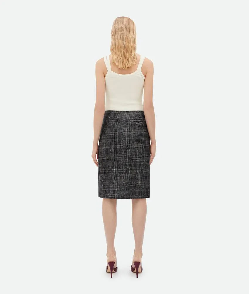 Printed Leather Midi Skirt