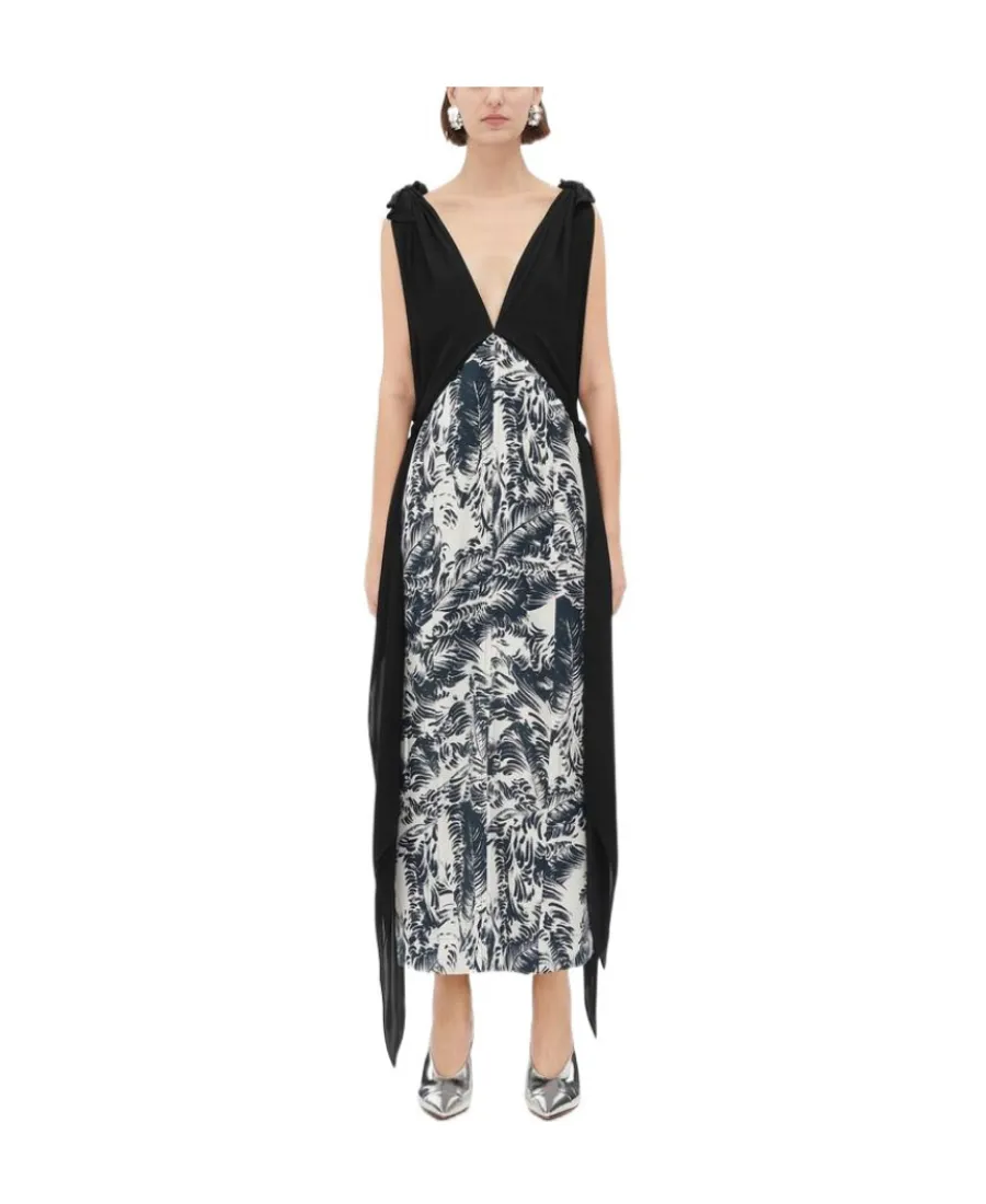 V-Neck Graphic Printed Dress