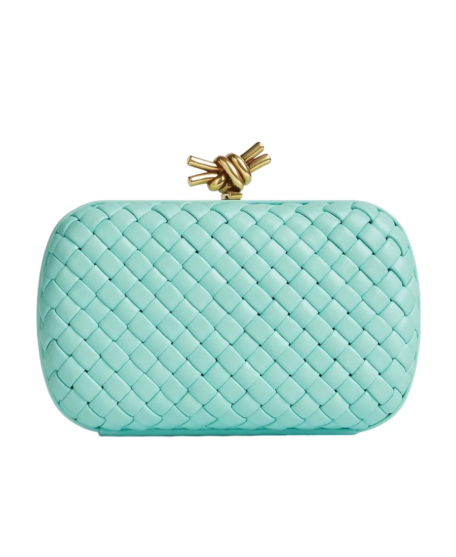 Knot Intrecciato Leather Clutch Bag