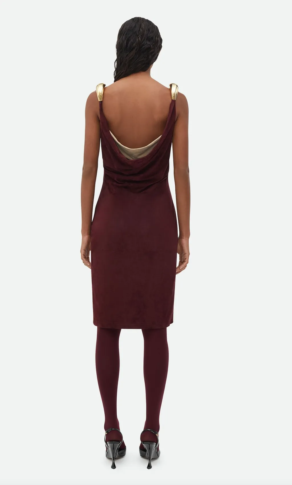 Cowl-Effect Suede Dress