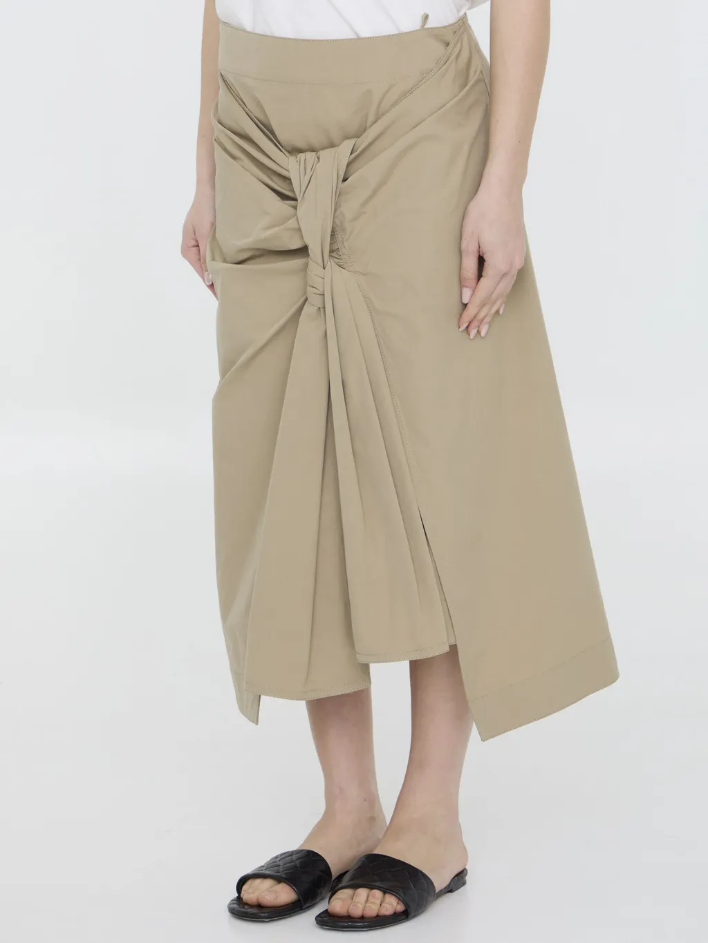 Asymmetric Hem Midi Skirt