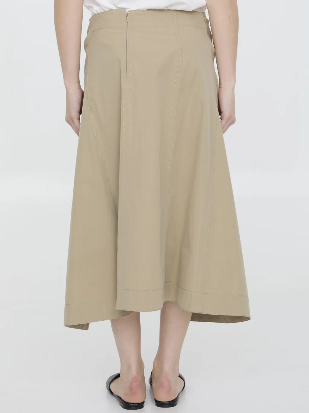 Asymmetric Hem Midi Skirt