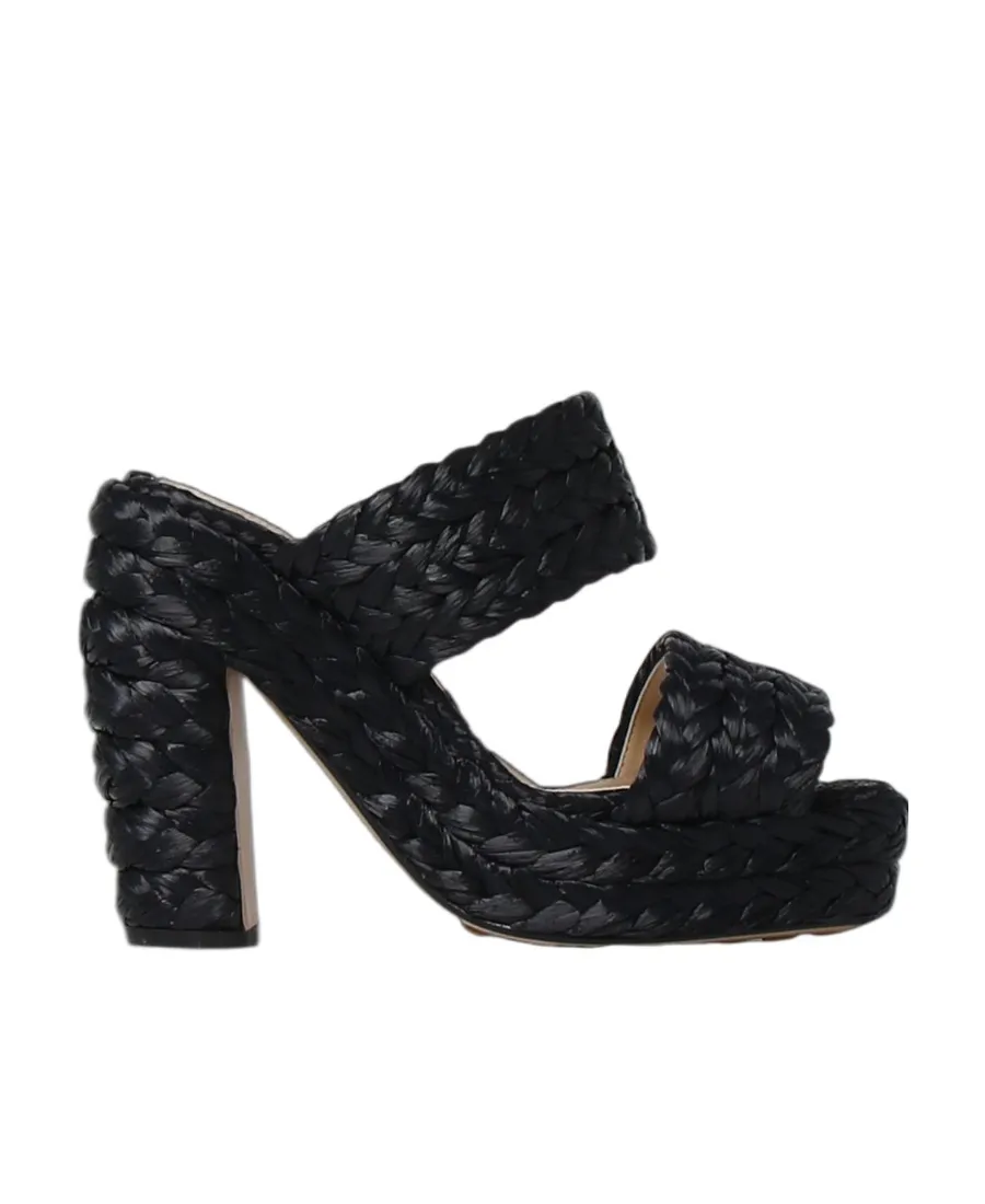 Woven Slip-On Heeled Sandals