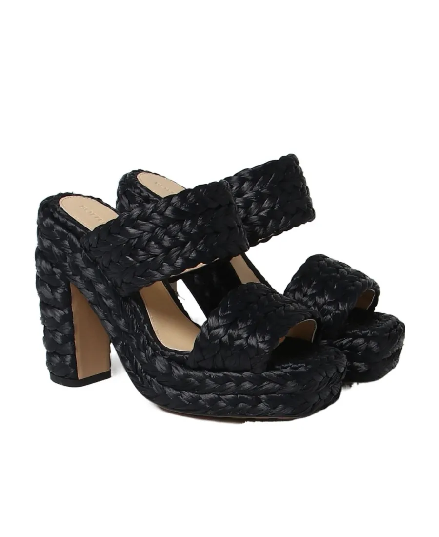 Woven Slip-On Heeled Sandals