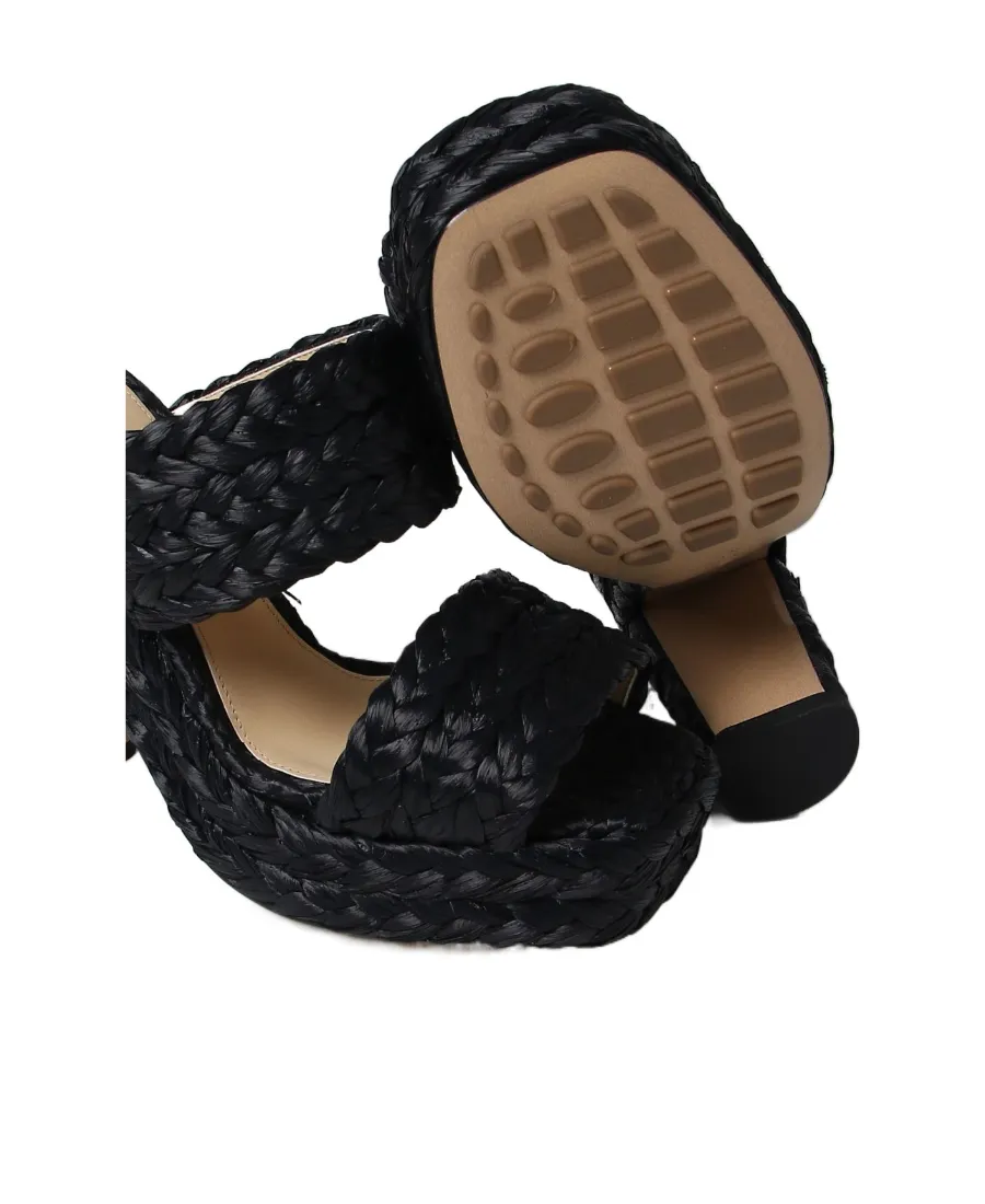 Woven Slip-On Heeled Sandals
