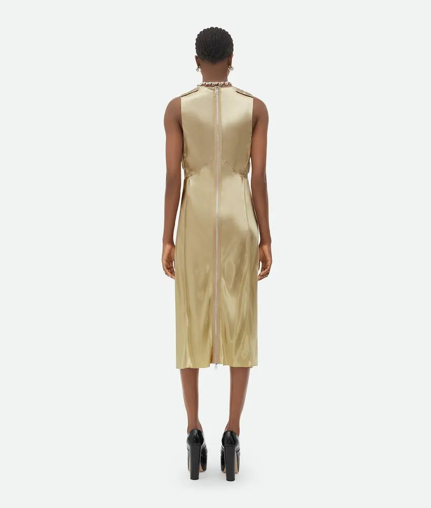 V-Neck Satin Midi Dress