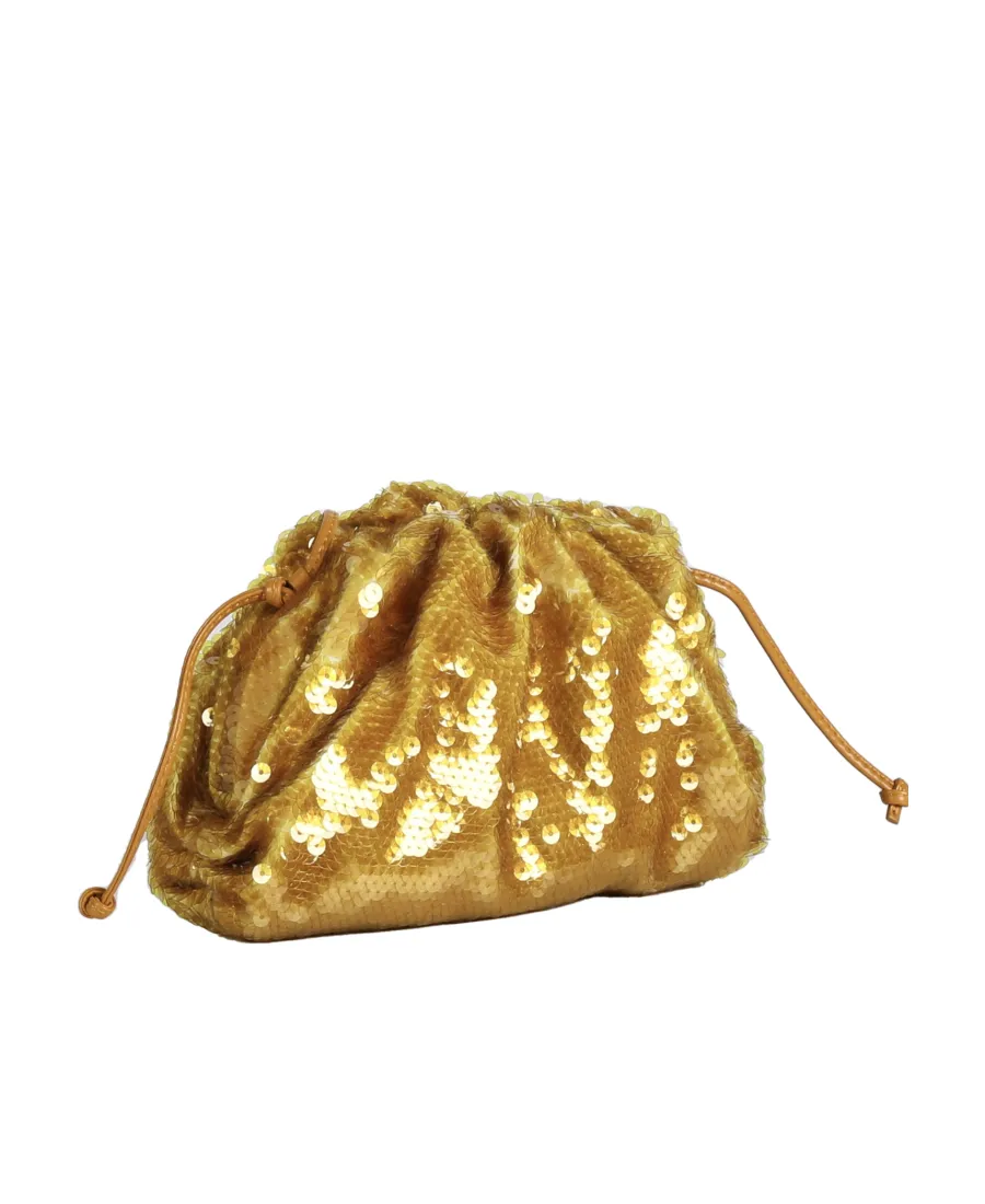 Sequin-Embellished Ruched Crossbody Bag