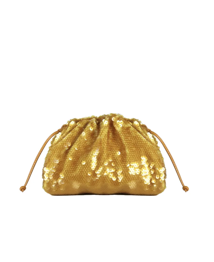 Sequin-Embellished Ruched Crossbody Bag