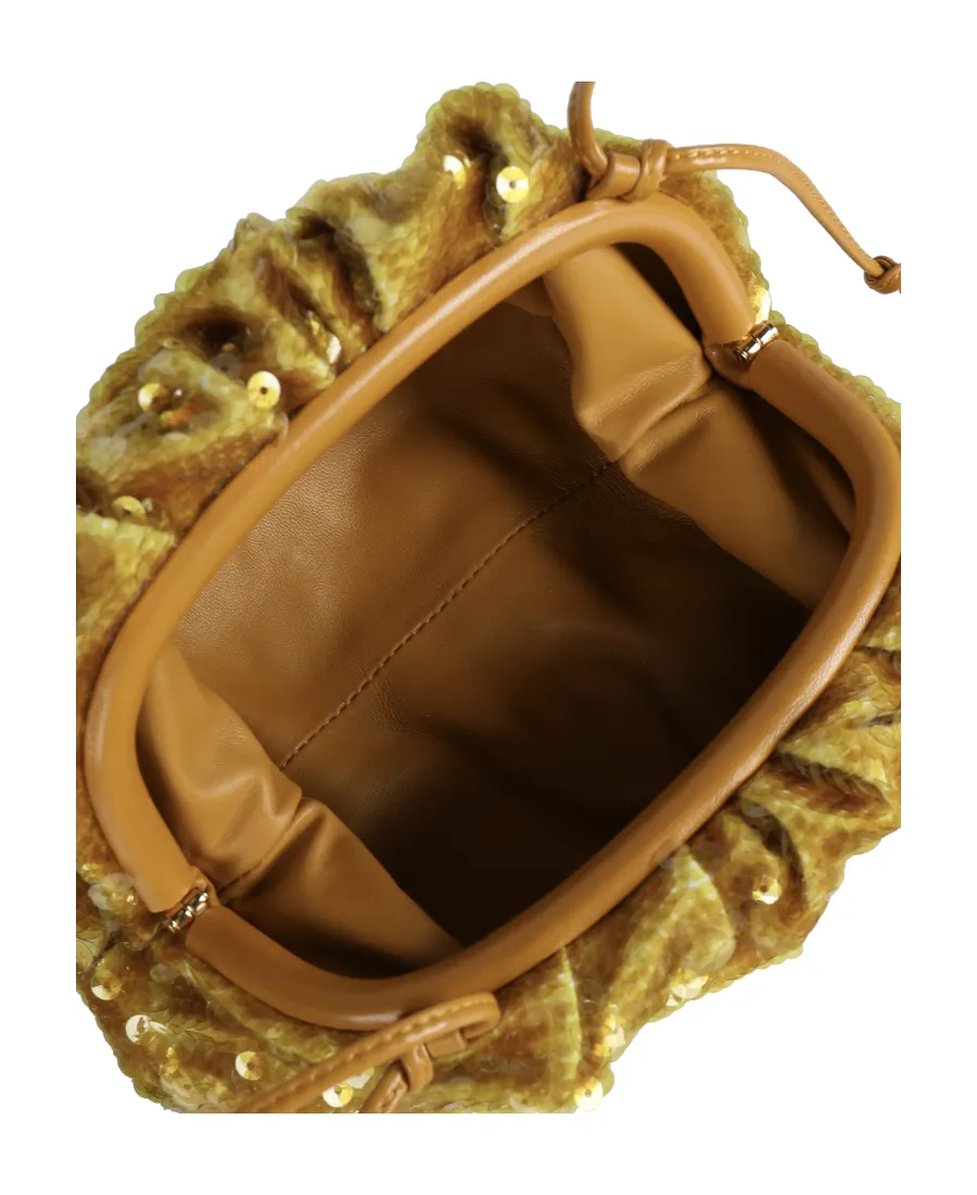 Sequin-Embellished Ruched Crossbody Bag