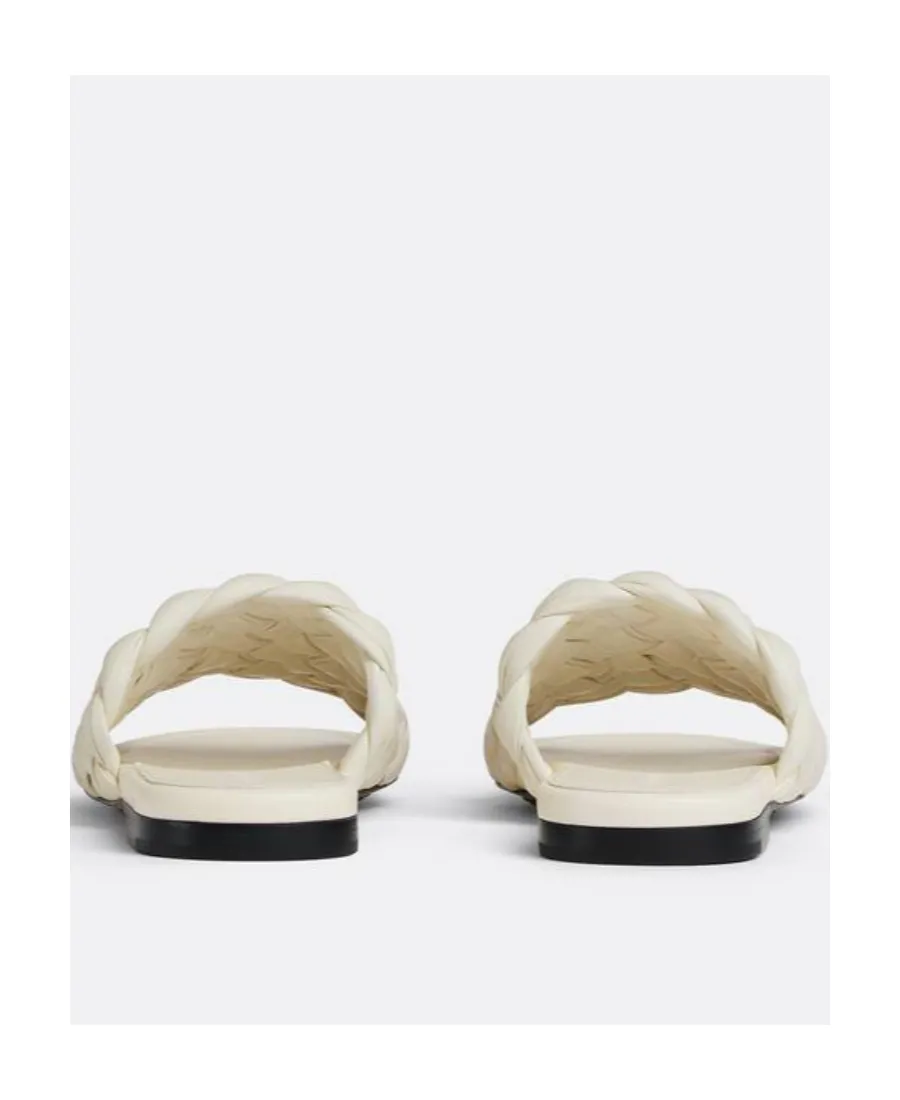 Logo Pleated Flat Bottom Sandals