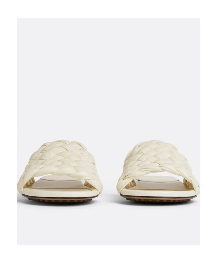 Logo Pleated Flat Bottom Sandals