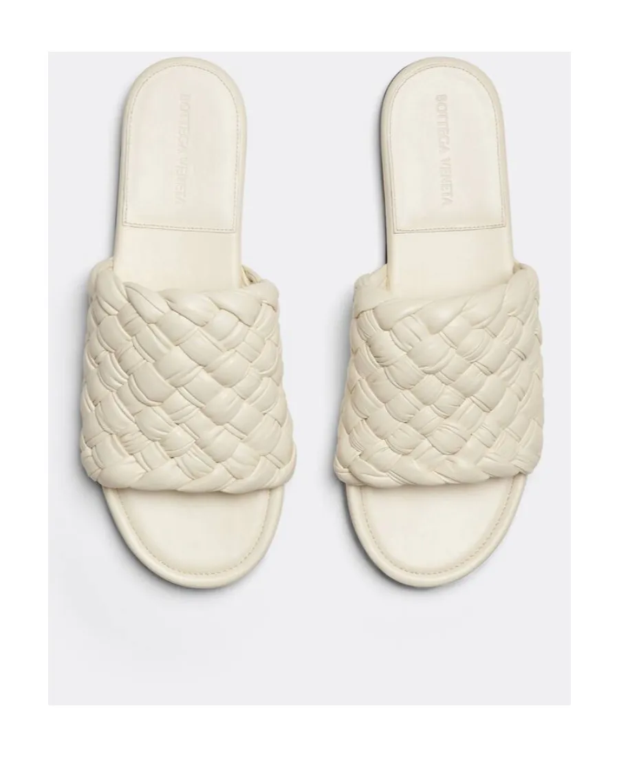 Logo Pleated Flat Bottom Sandals