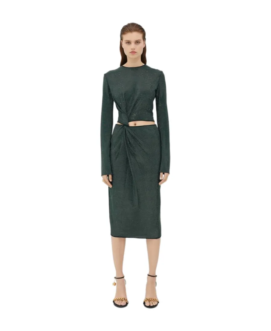 Logo Rivet Decoration Long-Sleeved Dress