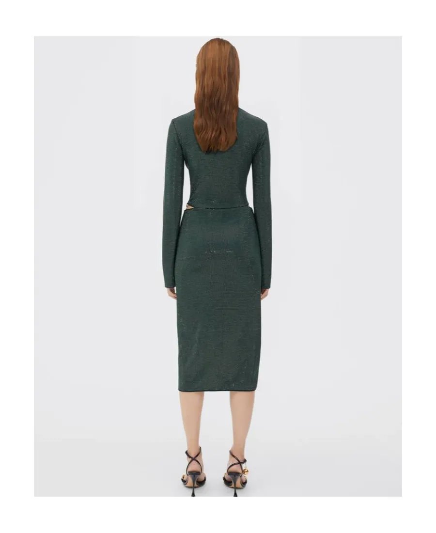 Logo Rivet Decoration Long-Sleeved Dress