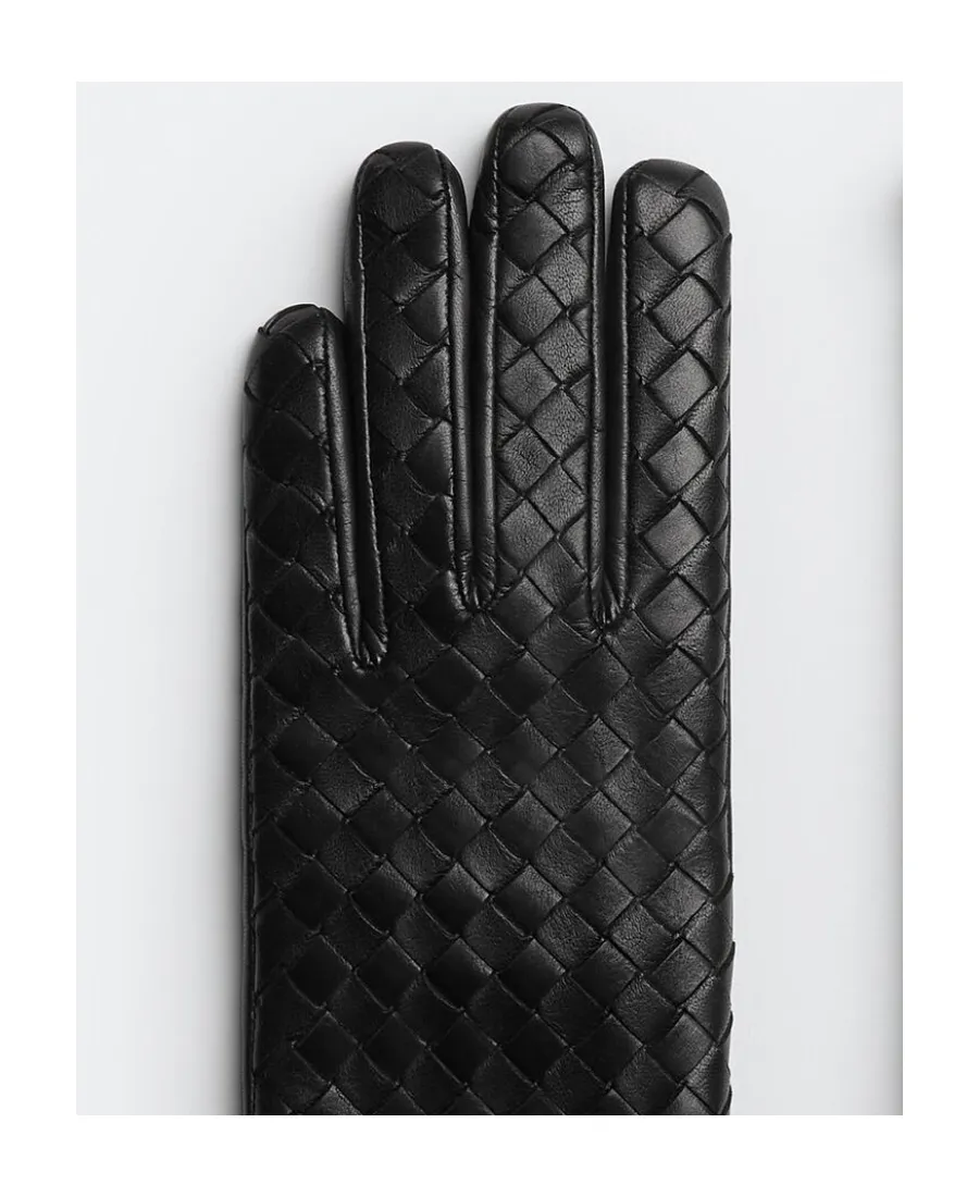 Intreciato Knitted Leather Gloves