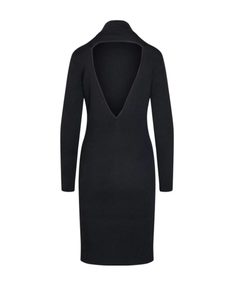Open Back Turtleneck Knitted Dress